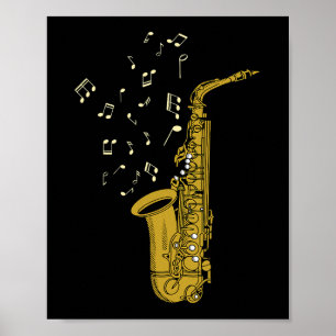 Saxophone Player Jazz Music Notes Saxophonist Saxo Poster