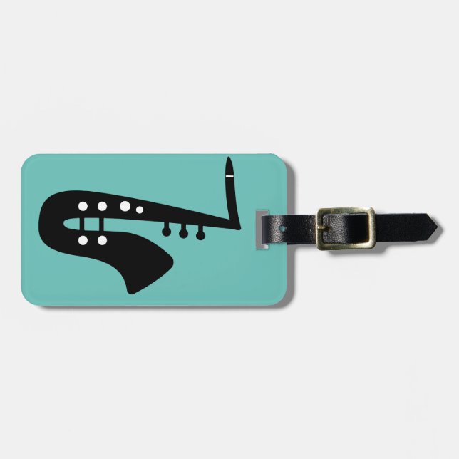 Saxophone Player Luggage Tag (Front Horizontal)