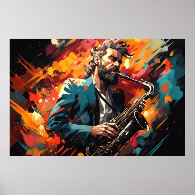 Saxophone Player Music Painting Abstract Art Decor (Front)