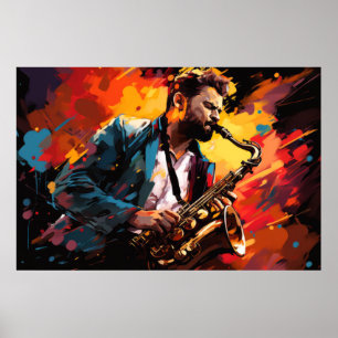 Saxophone Player Music Painting Abstract Art Decor