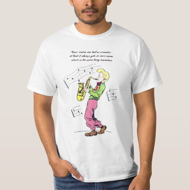 Saxophone Player Music Quotes comic book art T-Shirt (Front)