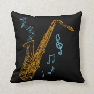 Saxophone Player Musician Jazz Music Art Cushion