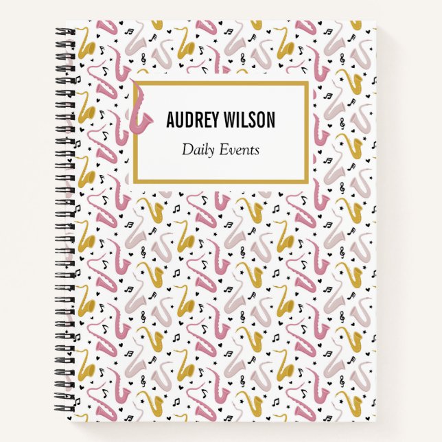 Saxophone Player Musician Jazz Notebook (Front)