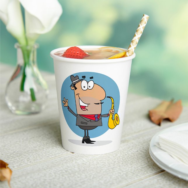 Saxophone Player Musician Paper Cups (Creator Uploaded)