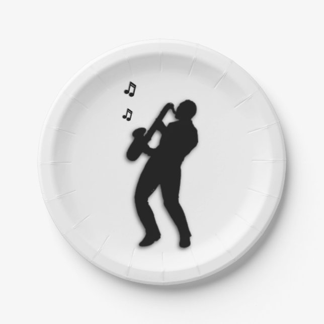 Saxophone Player Paper Plate (Front)