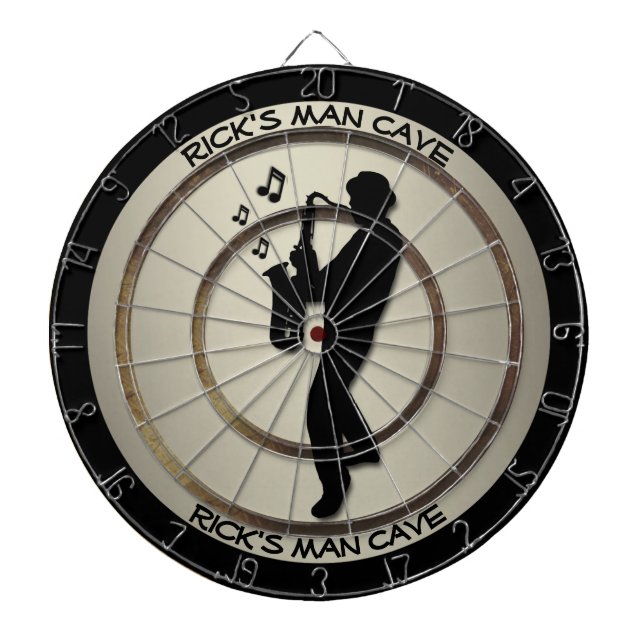 Saxophone Player Personal Man Cave Regulation Dartboard (Front)