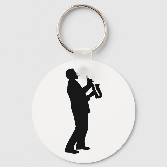 Saxophone player saxophonist key ring (Front)