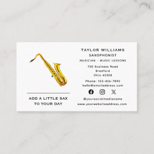 Saxophone Player Saxophonist Musician Social Media Business Card