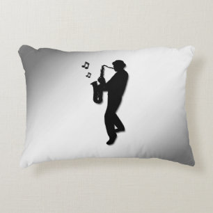 Saxophone Player Silver Decorative Cushion