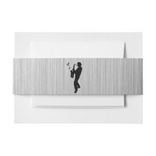 Saxophone Player Silver Invitation Belly Band
