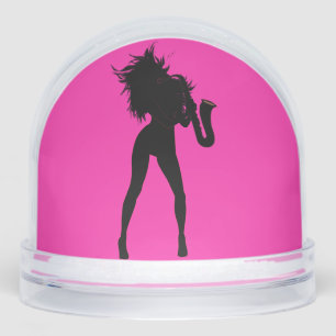 Saxophone Player Woman Snowglobe