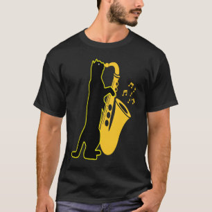 Saxophone playing Cat Saxophonist Cute Kitty Music T-Shirt