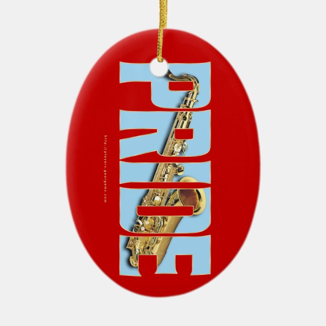 Saxophone PRIDE Ceramic Tree Decoration (Front)