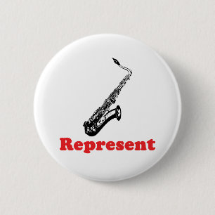 Saxophone Represent 6 Cm Round Badge