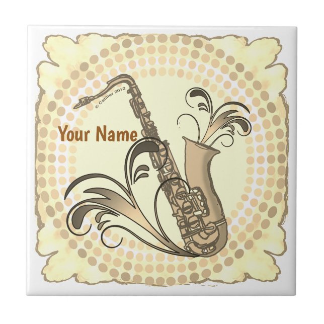 Saxophone Rhythm  Ceramic Tile (Front)