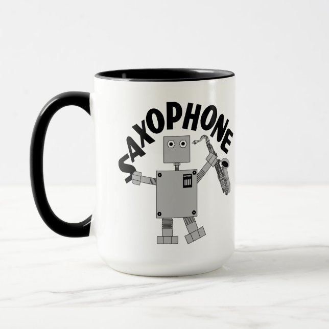 Saxophone Robot Text Mug (Left)