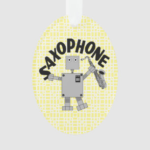 Saxophone Robot Text Ornament