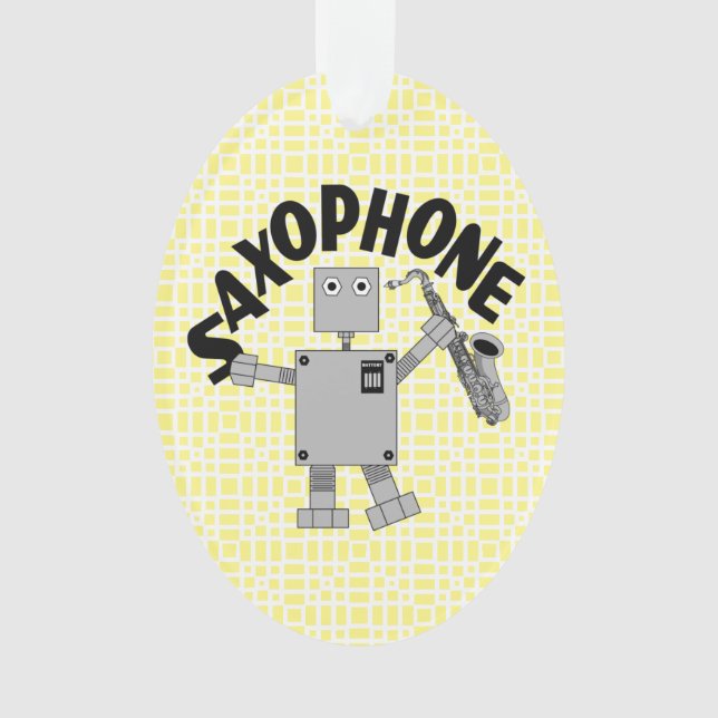Saxophone Robot Text Ornament (Front)