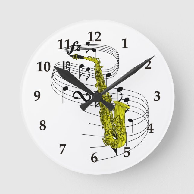 Saxophone Round Clock (Front)