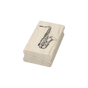 Saxophone Rubber Art Stamp
