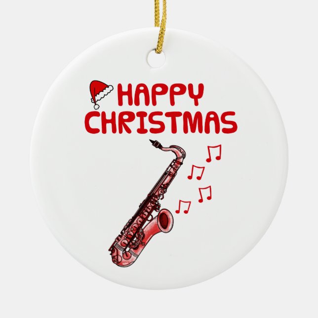 Saxophone Sax Player Musician Christmas Ornament (Front)