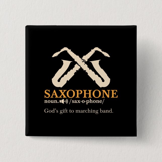 Saxophone - Saxophone Definition 15 Cm Square Badge (Front)