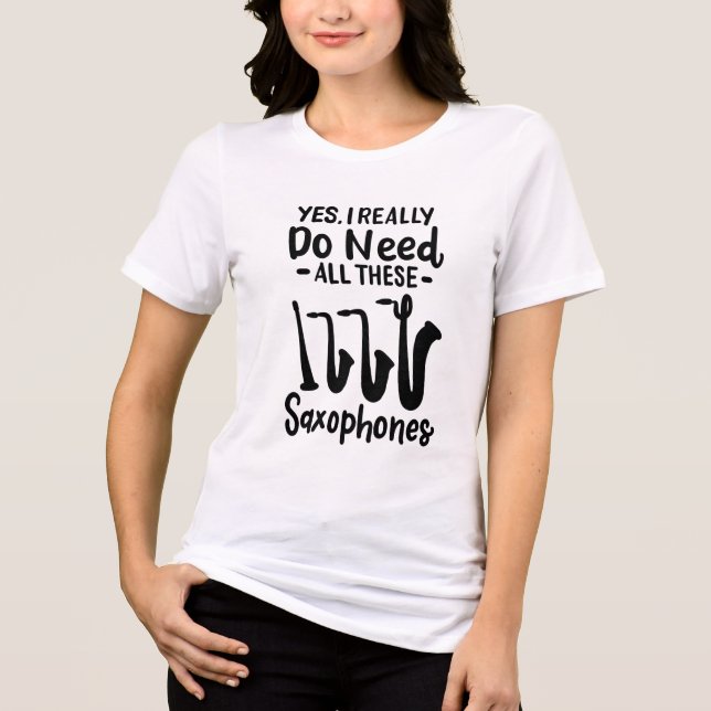 Saxophone - Saxophone Types Tri-Blend Shirt (Front)