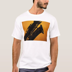 Saxophone Shadow on Gold Background Shirt