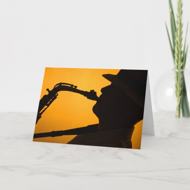 Saxophone Shadow or Silhouette Greeting Card (Front)