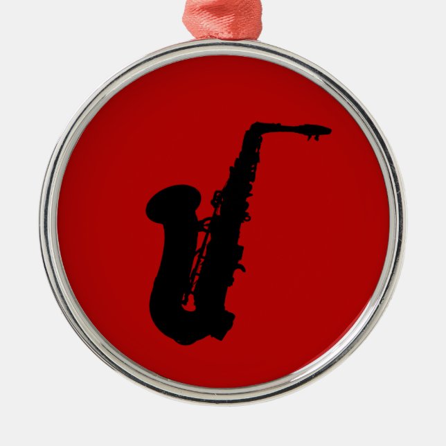 Saxophone silhouette metal tree decoration (Front)