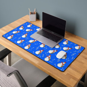 Saxophone Snowman Music Notes Desk Mat