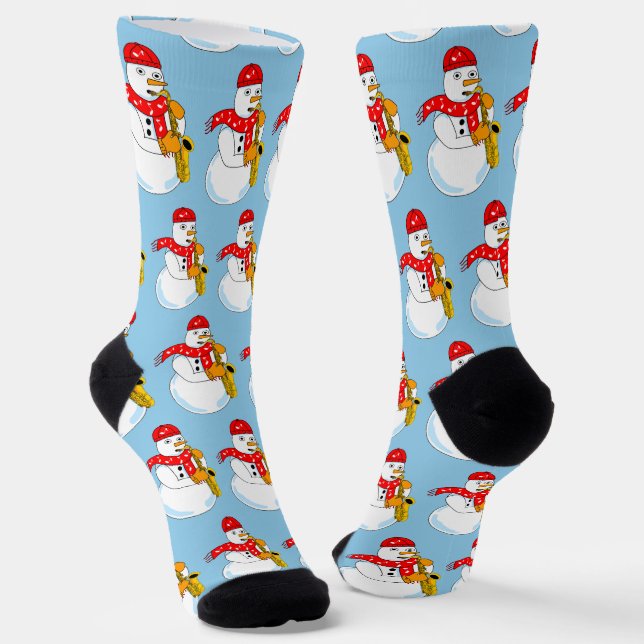Saxophone Snowman Socks (Angled)