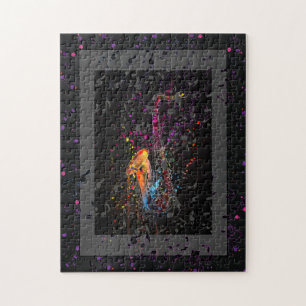 Saxophone Splash And Music Notes Jigsaw Puzzle