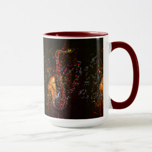 Saxophone Splash And Music Notes Mug