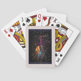Saxophone Splash And Music Notes Playing Cards