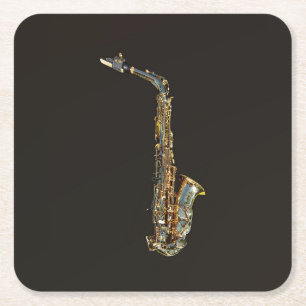 Saxophone Square Paper Coaster