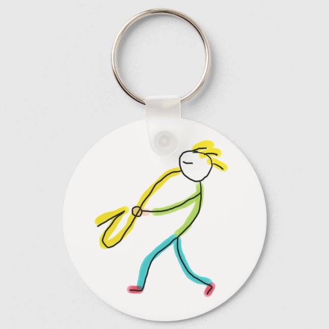 Saxophone Stickman Key Ring (Front)