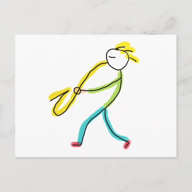 Saxophone Stickman Postcard (Front)