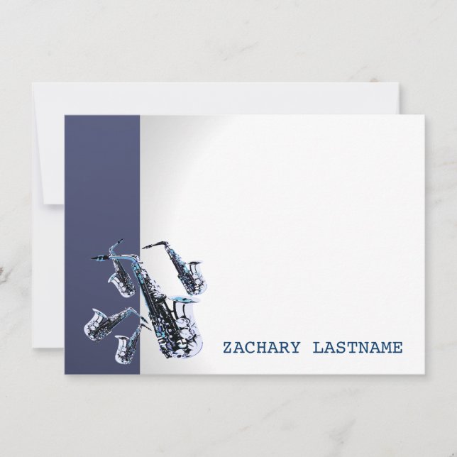 Saxophone Thank You Flat Card (Front)