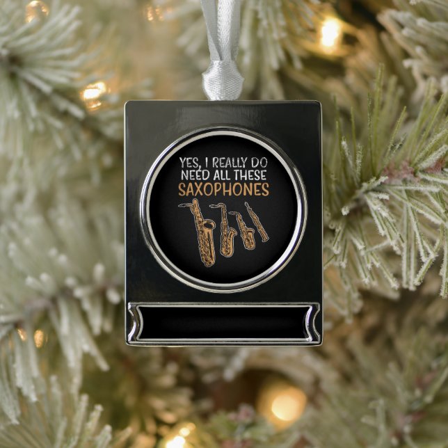 Saxophone Types Silver Plated Banner Ornament (Tree)