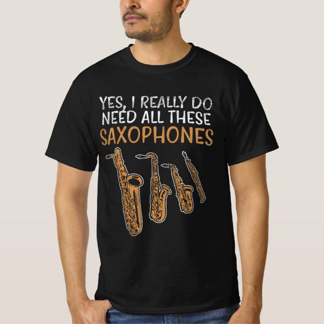 Saxophone Types T-Shirt (Front)
