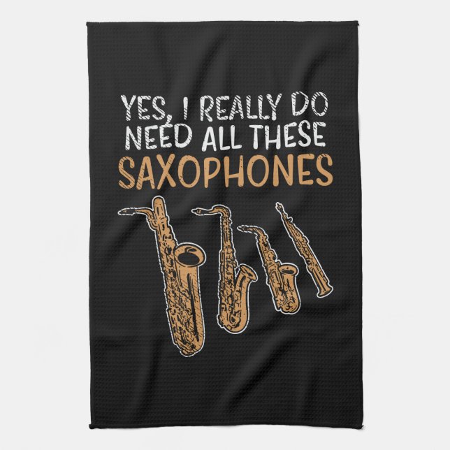 Saxophone Types Tea Towel (Vertical)