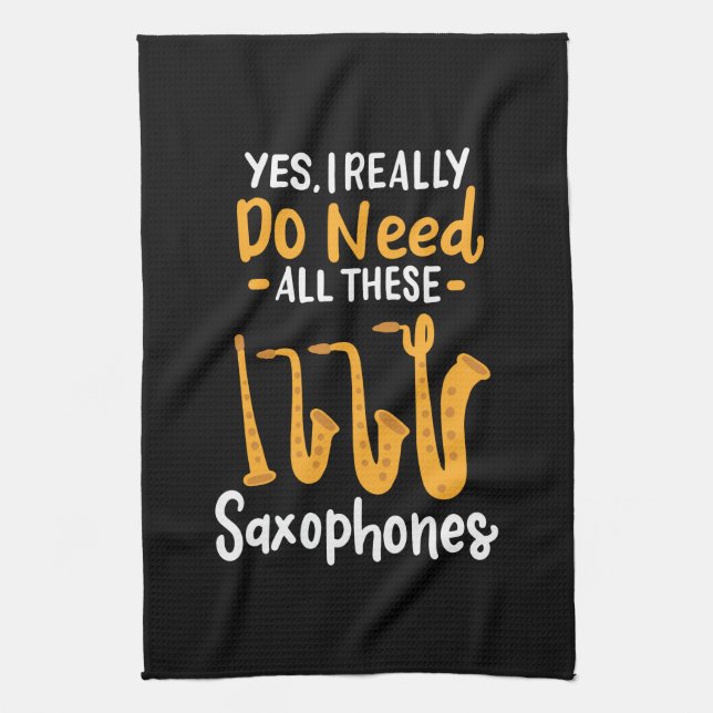 Saxophone Types Tea Towel (Vertical)