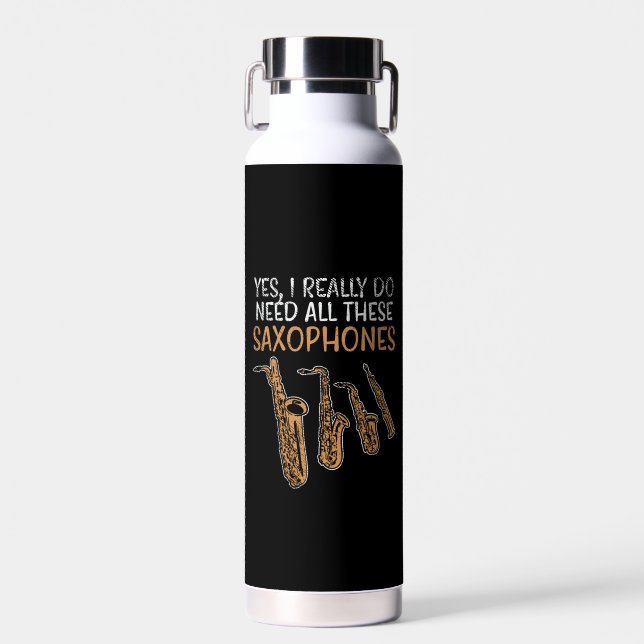 Saxophone Types Water Bottle (Front)