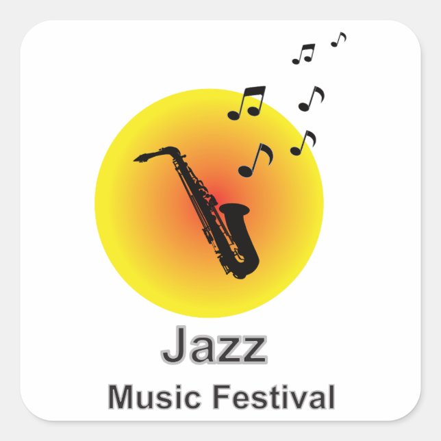 Saxophone used in jazz music square sticker (Front)