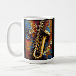 Saxophone - Van Gogh Style background Coffee Mug