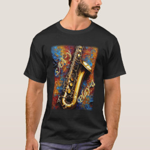 Saxophone - Van Gogh Style background T-Shirt