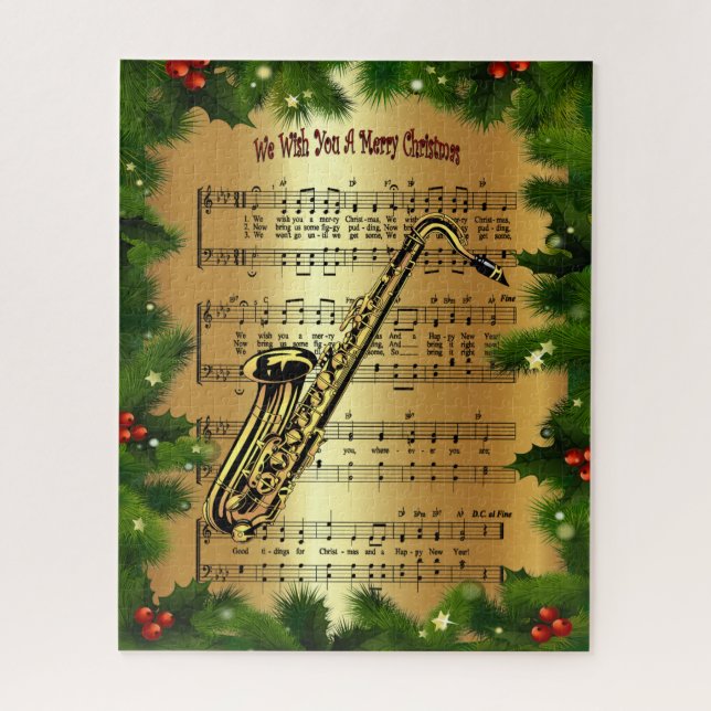 Saxophone ~ “We Wish You A Merry Christmas” ~ Jigsaw Puzzle (Vertical)