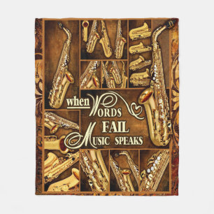 SAXOPHONE - WHEN WORDS FAIL MUSIC SPEAKS Saxophoni Fleece Blanket