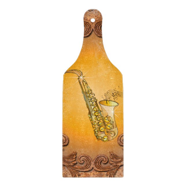 Saxophone with key notes cutting board (Front)